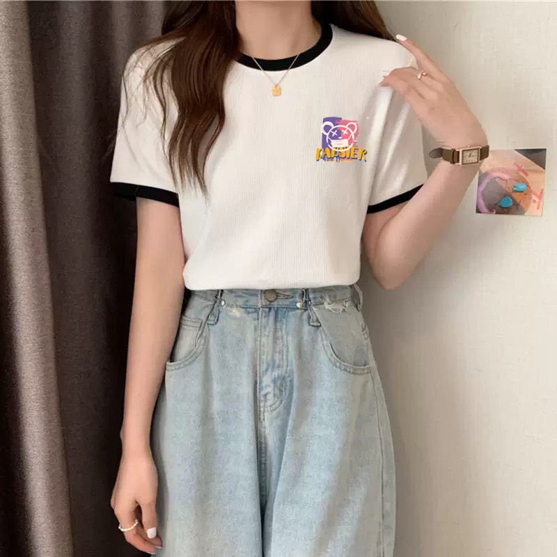 Áo thun nữ form rộng tay lỡ cổ tròn viền vải 100% cotton mát co giãn phông ALALA dáng basic unisex mẫu mới 2022