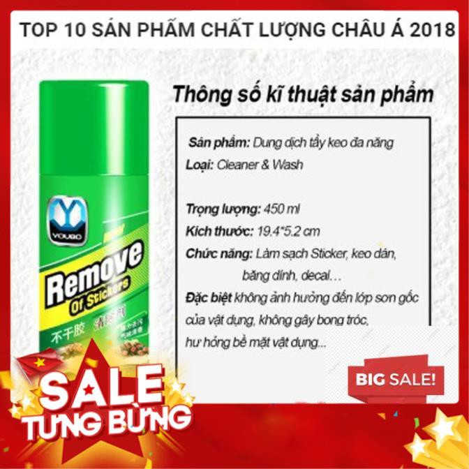 Bình dung dịch chai xịt tẩy keo dán băng dính đa năng Sticker Remover rửa sạch vết KEO 3m decal nhựa đường