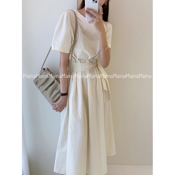 Váy xếp ly eo kèm đai Maina - Đầm thiết kế basic 4 màu | BigBuy360 - bigbuy360.vn