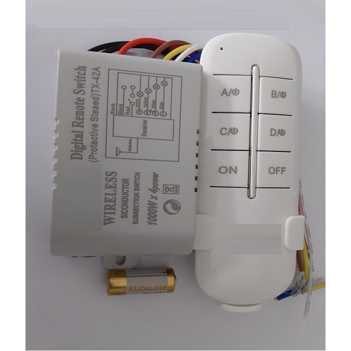 Bộ công tắc điều khiển từ xa 30M 4 cổng xuyên tường 1000W LOẠI TỐT TUOXIN CHÍNH HÃNG rf 4 cổng
