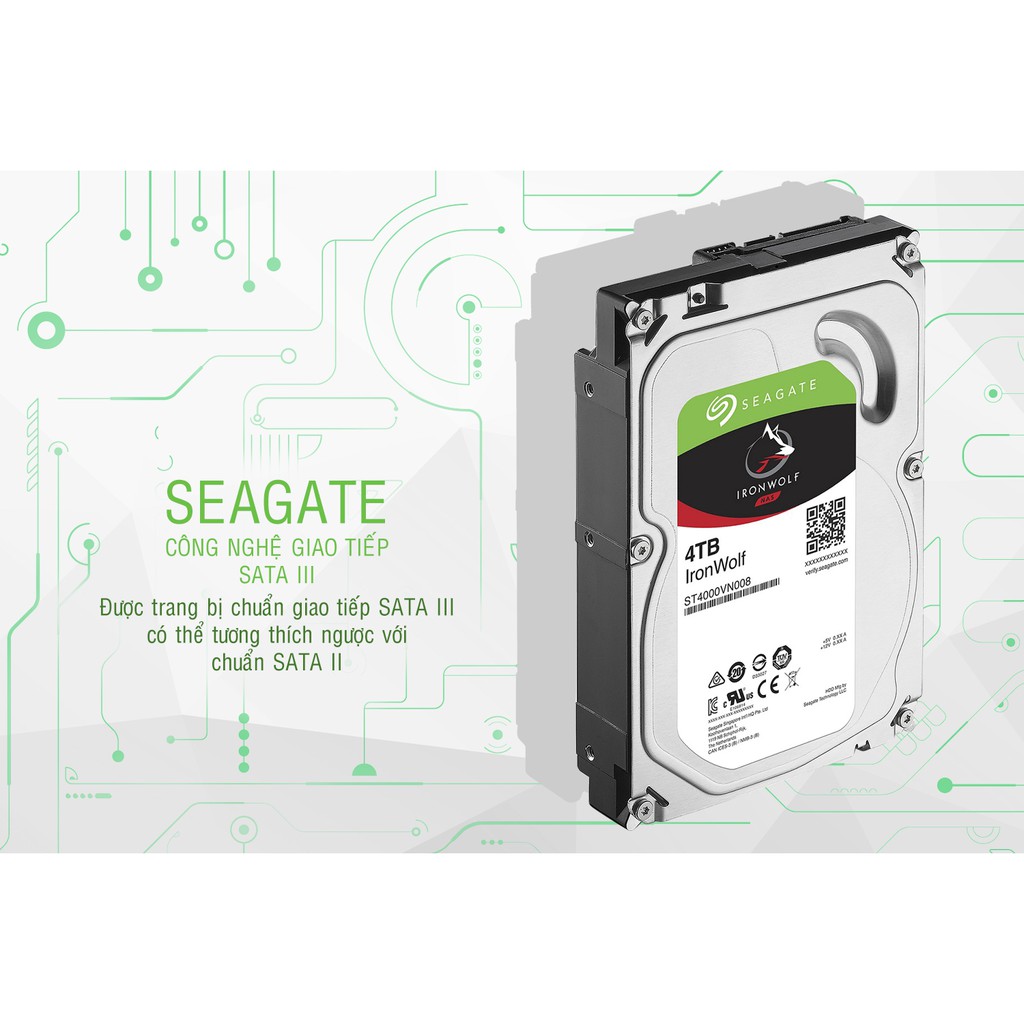 Ổ Cứng HDD Seagate IronWolf 4TB/64MB/3.5 - ST4000VN008