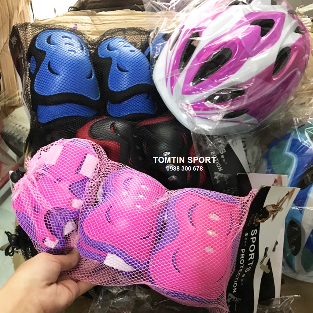 Bảo hộ bảo vệ chân tay và mũ bảo hiểm thể thao trượt patin, ván trượt và đạp xe - phụ kiện giày trượt patin TOMTIN SPORT