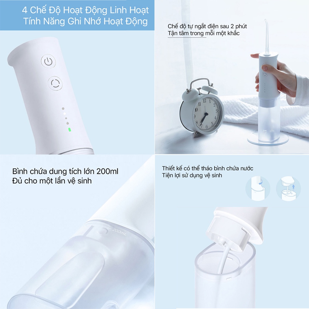 Máy Tăm Nước Xiaomi MEO701 Vệ Sinh Răng Miệng 4 Chế Độ Làm Việc Khác Nhau | BigBuy360 - bigbuy360.vn