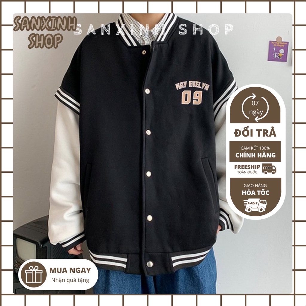 Áo Bomber Kay Evelyn 09 Áo Khoác Không Cổ Có Cúc Bấm