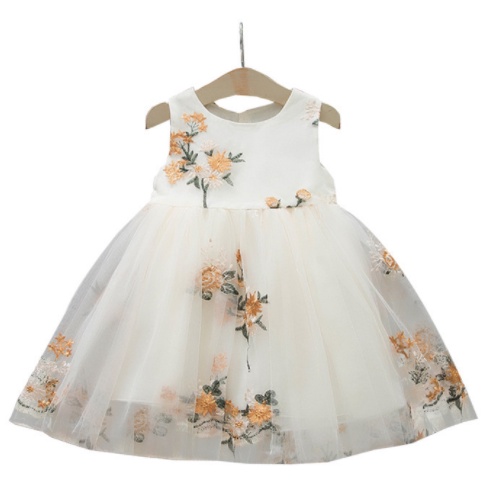 Đầm Công Chúa Không Tay Màu Trơn Họa Tiết Hoa Xinh Xắn Cho Bé Gái