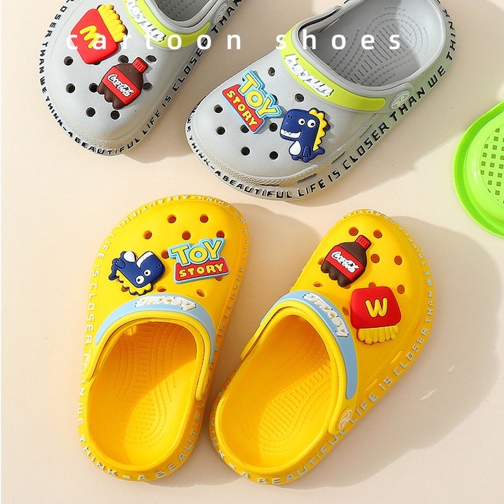 Dép cross Xăng đan Bệt Màu Trơn In Hoạt Hình Thời Trang Mùa Hè Crocs Cho Bé Trai & Gái