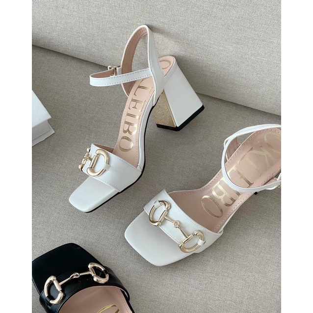 Sandal nữ 5-7p gót vuông quai ngang hàn quốc, sandal hở gót tiểu thư
