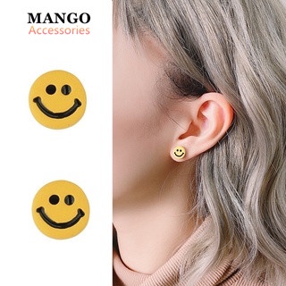Khuyên Tai Kim Bạc S925 Hình Mặt Cười Mặt Cười Phong Cách ins A140