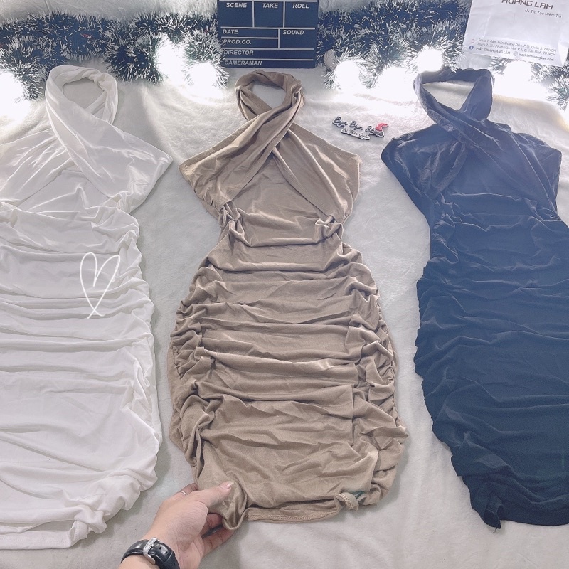 Đầm Body Nữ Chéo Cổ Nhún Hai Bên Tôn Dáng Siêu Xinh Gen J - VAY BDC99