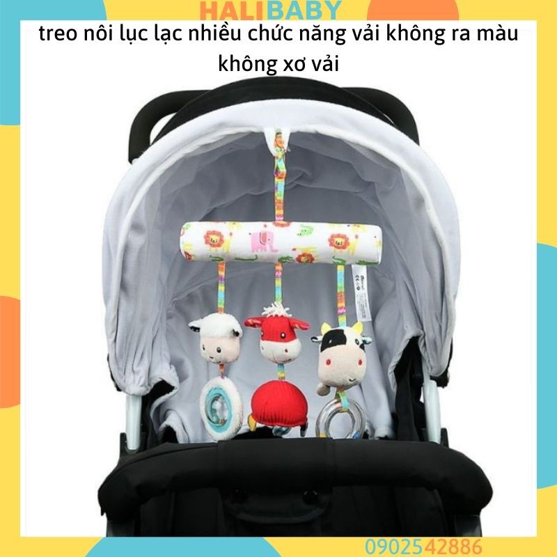 Đồ chơi treo nôi cho bé lục lạc vải bông an toàn hình bò sữa dễ thương treo cũi xe đẩy HALIBABY TN14