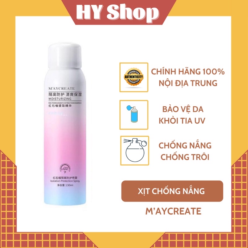 Xịt Chống Nắng Trắng Da Chống Tia UV M’AYCREATE