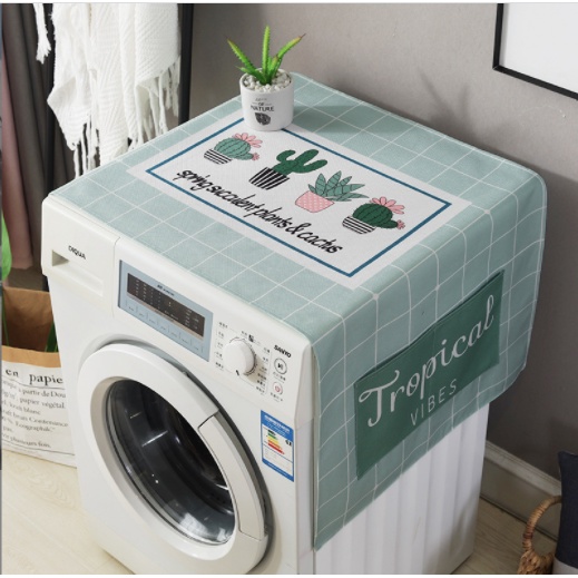 #KHĂN CANVAS DÀY PHỦ tủ lạnh, máy giặt họa tiết đẹp, chống bụi bẩn, chống thấm nước