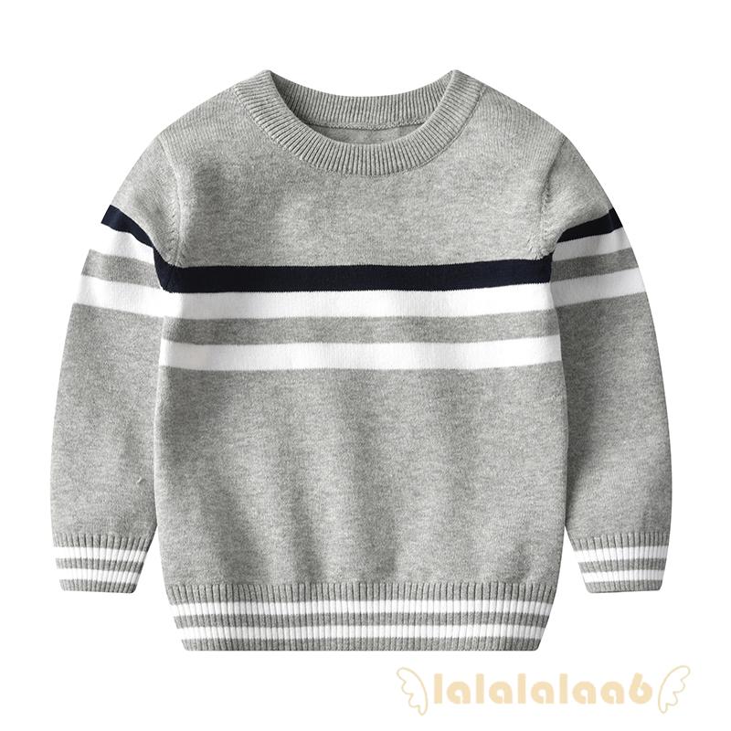 Áo Sweater Tay Dài Cổ Tròn Kẻ Sọc Xinh Xắn Cho Bé