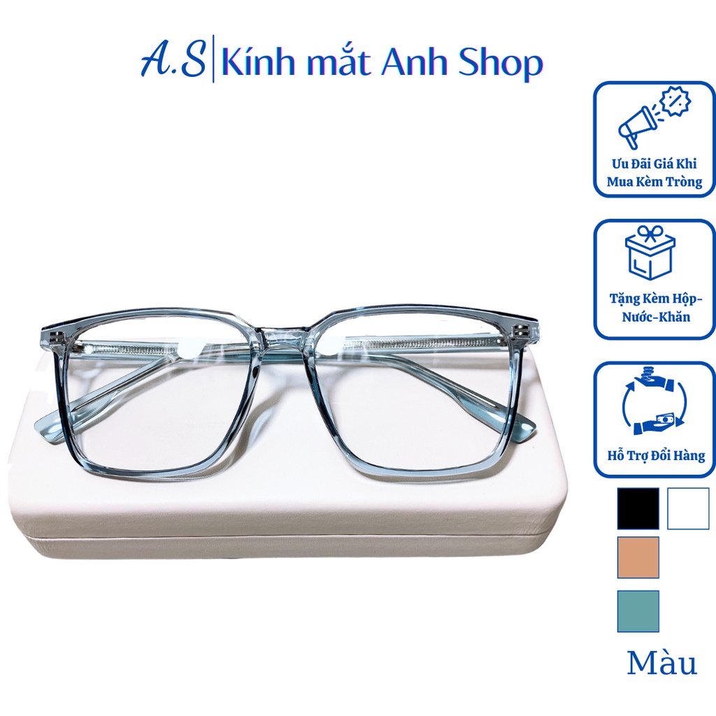 Kính vuông to thời trang nam nữ nhựa dày dặn lõi kim loại cứng cáp 17168