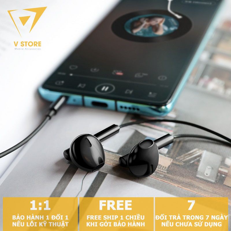 Tai nghe có dây hoco m64 nhét tai mic jack 3.5mm dài 1m2 đàn hồi cao âm thanh hay giá rẻ tuyệt vời tn1