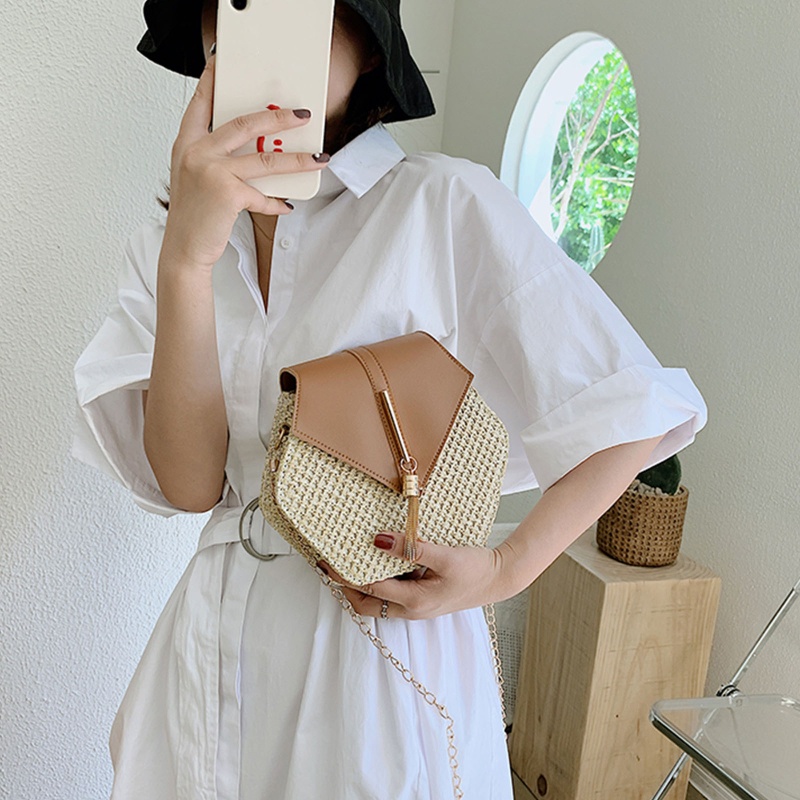Túi Cói Đeo Chéo Thời Trang Đi Biển Mùa Hè Dành Cho Nữ
