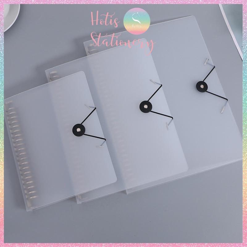[HOTIS] Bìa còng sắt có dây chun nút cài - Binder A5/ B5/ A4 - 2 màu Trắng/ Đen