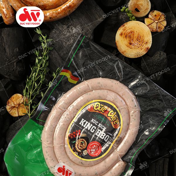 Xúc xích King BBQ - Đức Việt, Xúc xích King BBQ Cao Cấp, Chuẩn vị Đức, Gói 250g