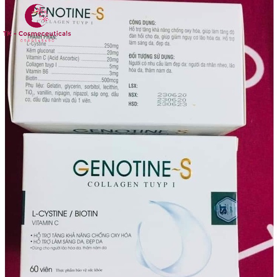 Viên Uống Genotine S Đẹp Da Bổ Sung Collagen, Lcystin, Sáng Da, Mờ Nám, Chống Lão Hóa - 60Viên