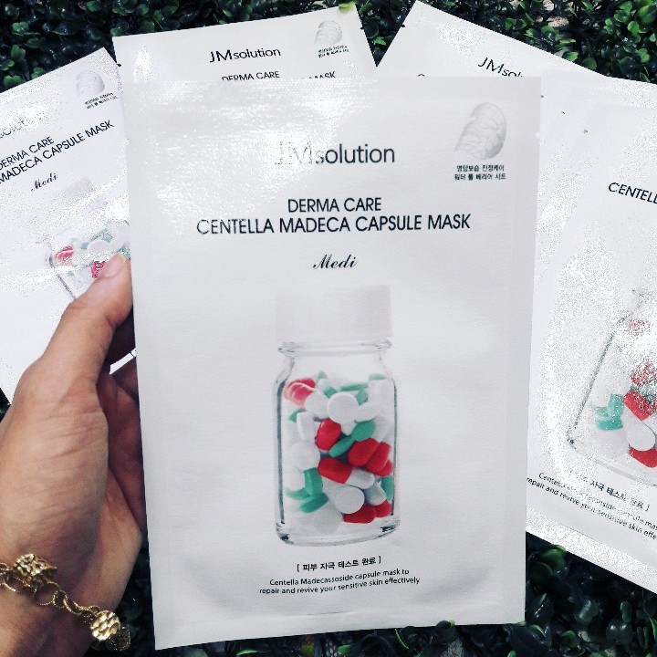 Combo 10 Mặt Nạ Phục Hồi Dành Cho Da Hư Tổn Jmsolution Derma Care Centalla Repair Capsule Mask 30ml x 10