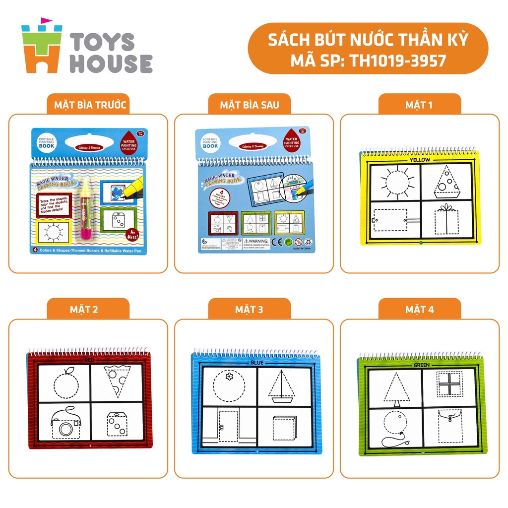 Sách tô màu bút nước thần kỳ ToysHouse size lớn - Đồ chơi giáo dục sớm cho trẻ, giúp phát triển kỹ năng