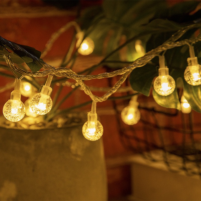 Dây đèn Led trang trí bi bọt mini 5met màu vàng nắng - cắm điện dây màu trắng