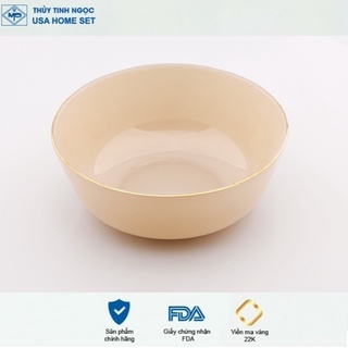 Tô khum / tô sâu viền vàng 22K Luxury mà nâu Topaz Thủy Tinh Ngọc USA Homeset cao cấp nhập khẩu chính hãng