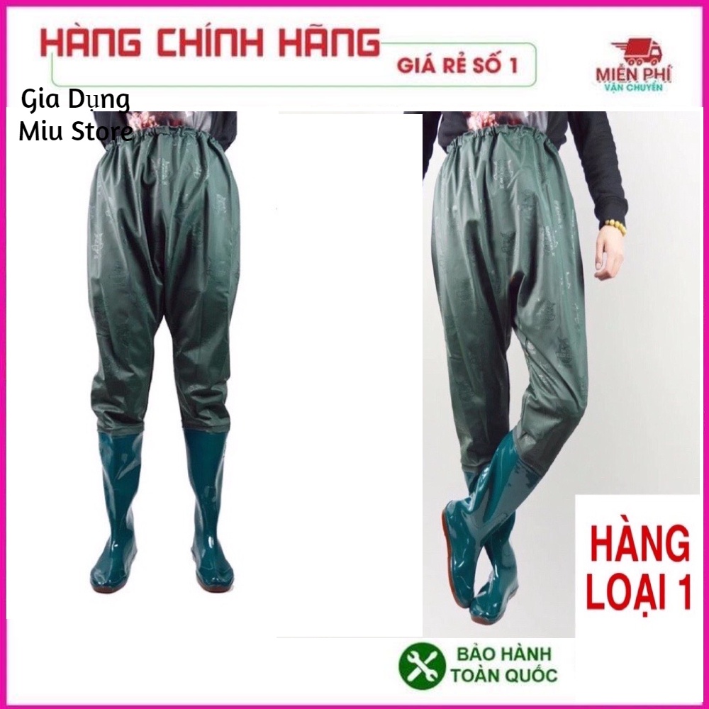 Miu Store Ủng Liền Quần Làm Ruộng Làm Ao Màu Xanh Rêu - Ủng quần lội nước câu cá đến bụng