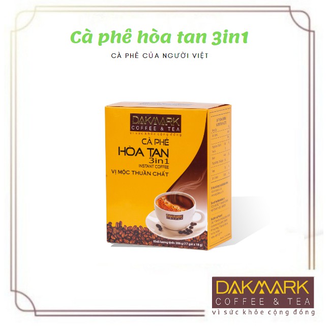 Cà phê hoà tan 3in1 DakMark- Hộp 17 gói x18g