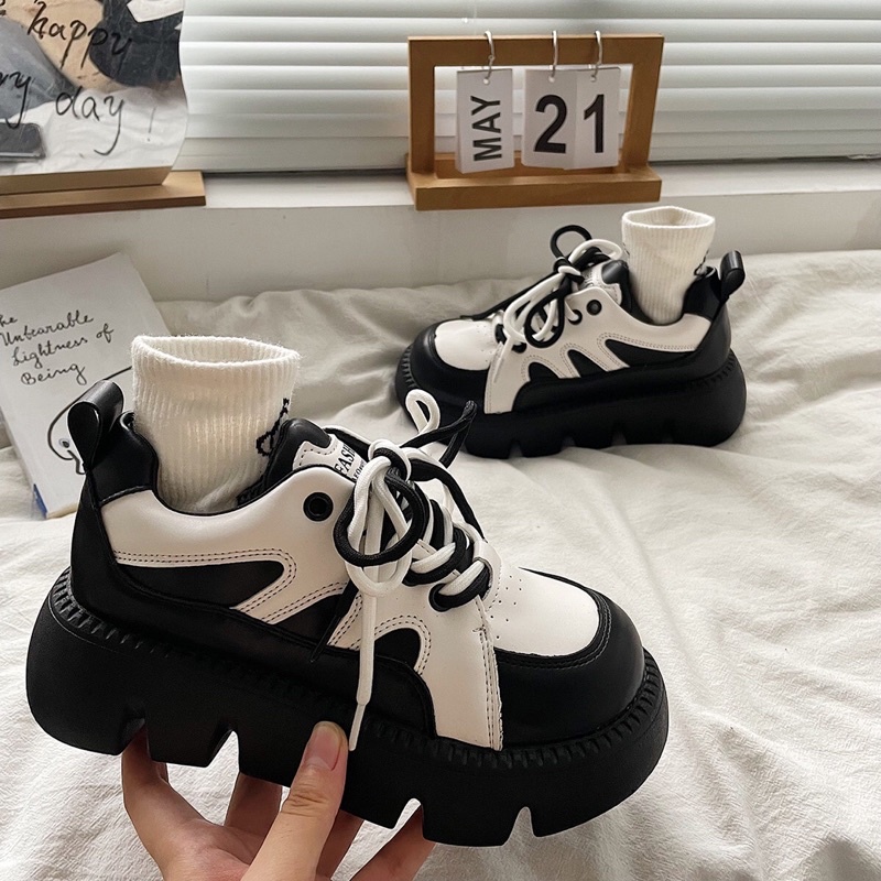 Giày lolita nữ độn đế cao,Giày da ulzzang nữ phong cách Hàn Quốc Ox100