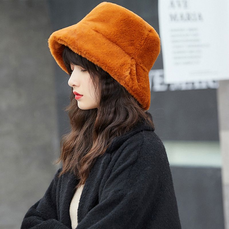 Nón Tai Bèo Phủ Lông Dày Dặn Giữ Ấm Màu Sắc Đơn Giản Dành Cho Nữ