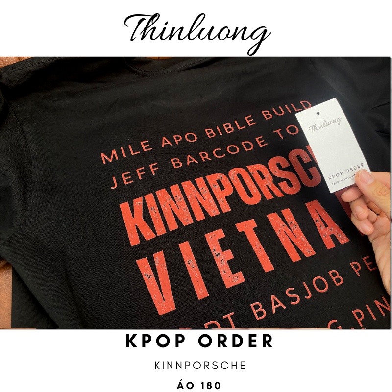 Áo Kinnporsche màu đen thun cotton cổ tròn giống kiểu Bible Build