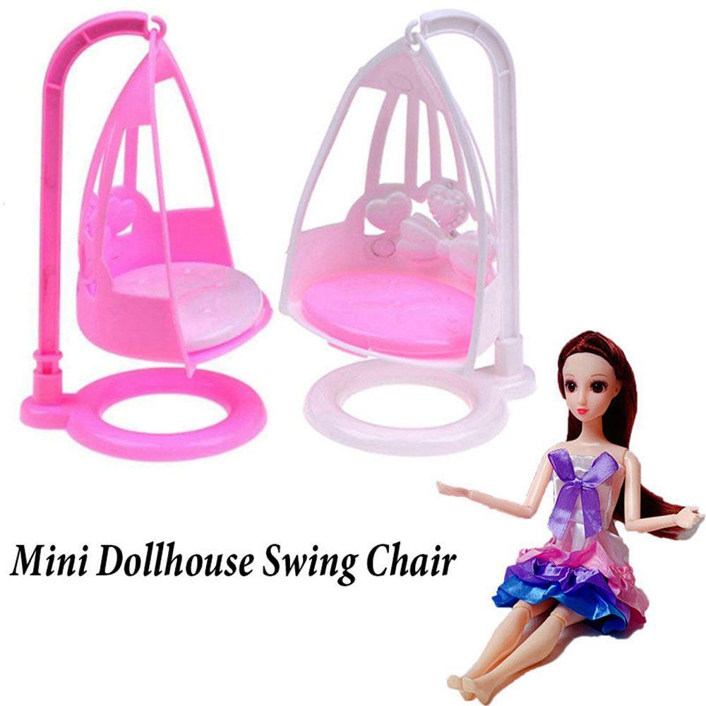 RAINBOW 1/2pcs Pastic Doll Miniature Furniture Kid's Princess Accessories Dollhouse Swing Chair New Play House Toys Mini Girl Gift Doll House Decoration