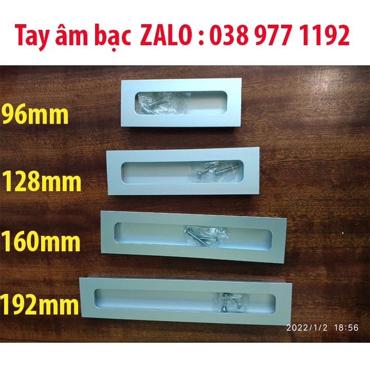 Tay Nắm Tủ Âm Cửa Lùa Trượt Đẩy Màu Bạc, Tay âm cửa lùa giá tốt