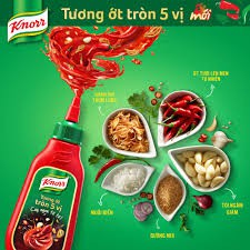 Tương ớt Knorr tròn 5 vị Miền Nam cay ngon tê tê chai 220gr