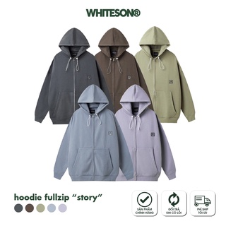 ÁO HOODIE FULLZIP "STORY" MOOSE SEAWEED RASIN SOLID GRAY ASTER