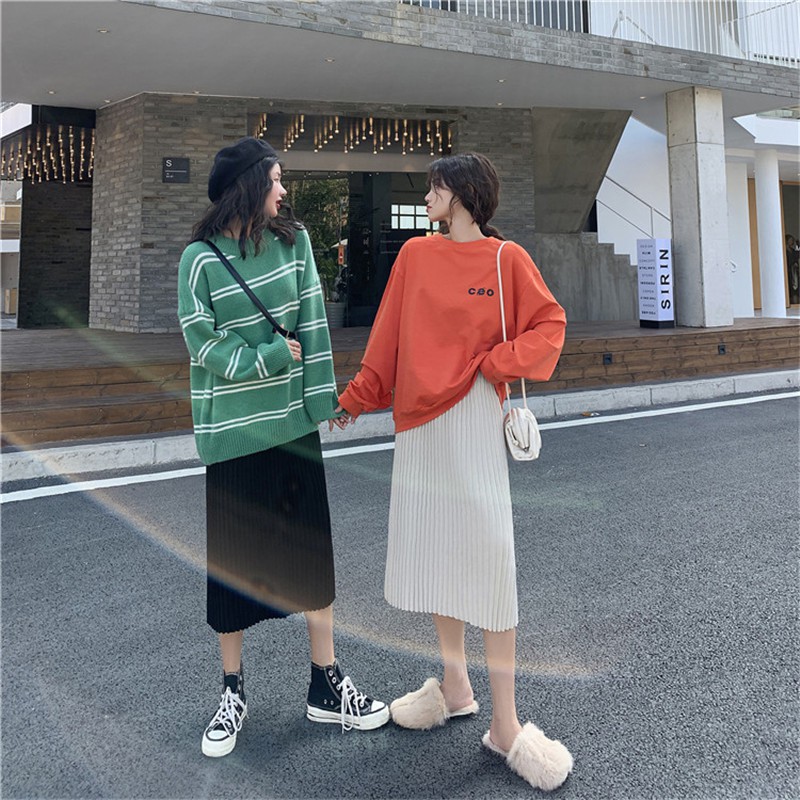 Chân váy xếp ly dệt kim lưng cao duyên dáng cho nữ | BigBuy360 - bigbuy360.vn