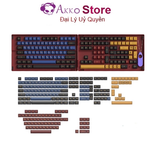 Bộ nút bàn phím cơ AKKO Keycap Red &amp; Blue Samurai (PBT Double-Shot/ASA profile/226 nút)