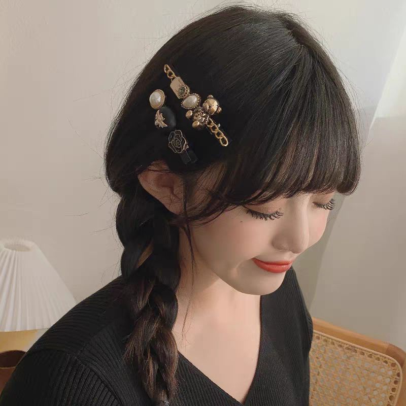 Set 5 Kẹp Tóc Màu Đen Sang Chảnh Phong Cách Retro Hàn Quốc - Hadichi