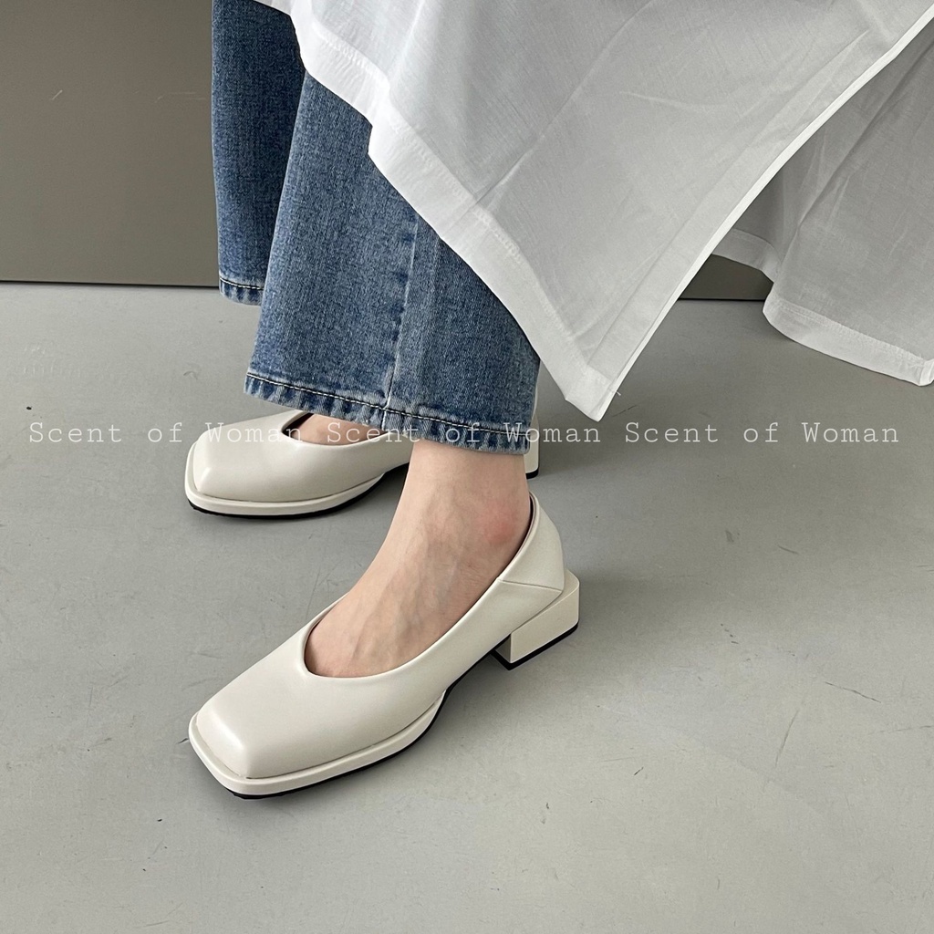 Giày nữ mũi vuông gót 2cm thời trang Hàn Quốc