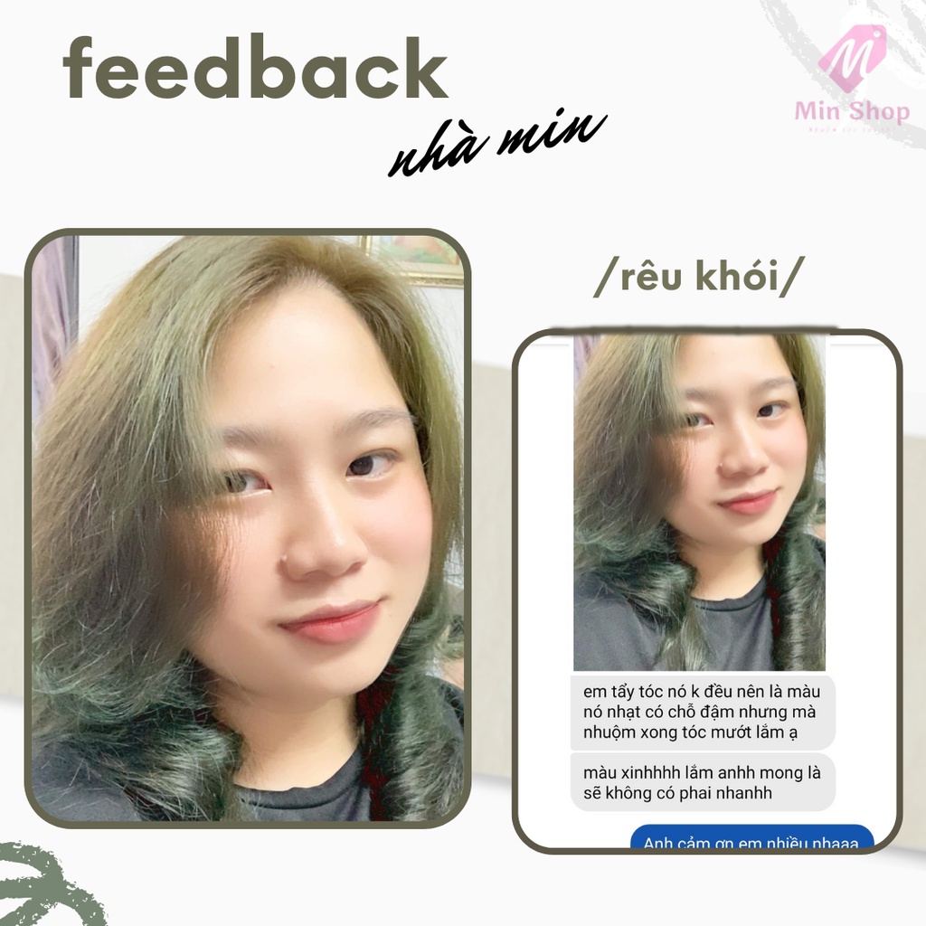 Thuốc nhuộm tóc, thuốc nhuộm tóc Rêu Khói MIM.HAIR, tặng kèm bao tay và oxy trợ dưỡng