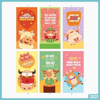 Set 6 lì xì Tết ý nghĩa Tân Sửu 2021