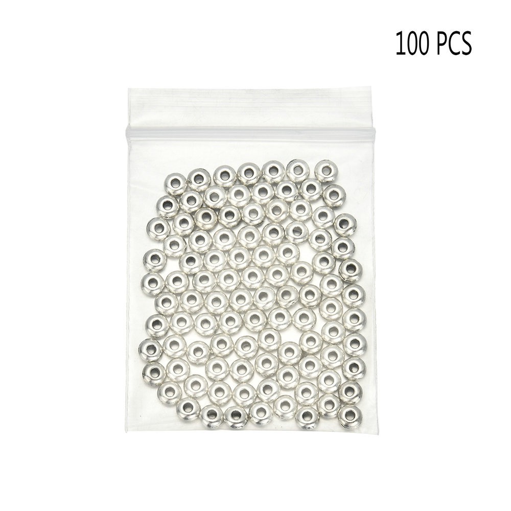 Cod Qipin Simple Useful Alloy Round Spacer Beads Set DIY Jewelry Making Accessories 100Pcs