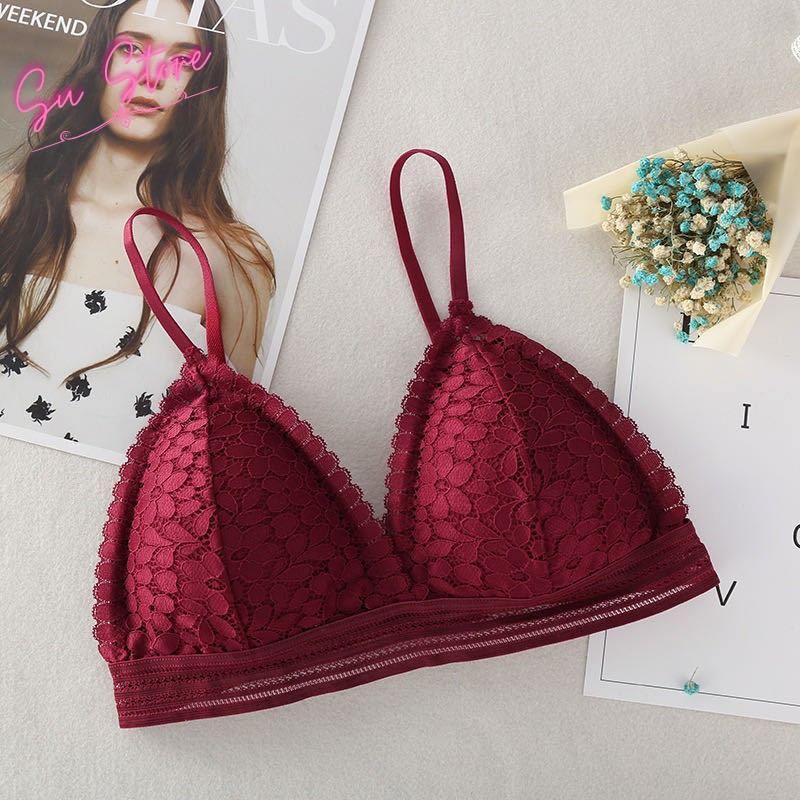 Áo Bra Mút Mỏng 2 Dây Sexy, Áo Lót Ren Cài Sau Nâng Ngực Quyến Rũ - 7313