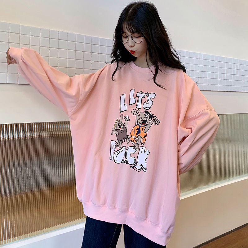 HIIXIIVI Áo Sweater Tay Dài Cổ Tròn Oversize In Họa Tiết Thời Trang Hàn Quốc Cho Nam Nữ