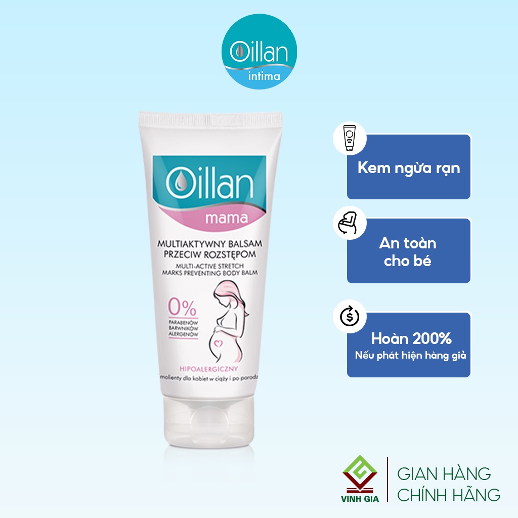 Kem Ngừa Rạn OILLAN MAMA MULTI-ACTIVE STRETCH MARK PREVENTING BODY BALM Dưỡng Ẩm Không Gây Bết Dính An Toàn Cho Da 200ml