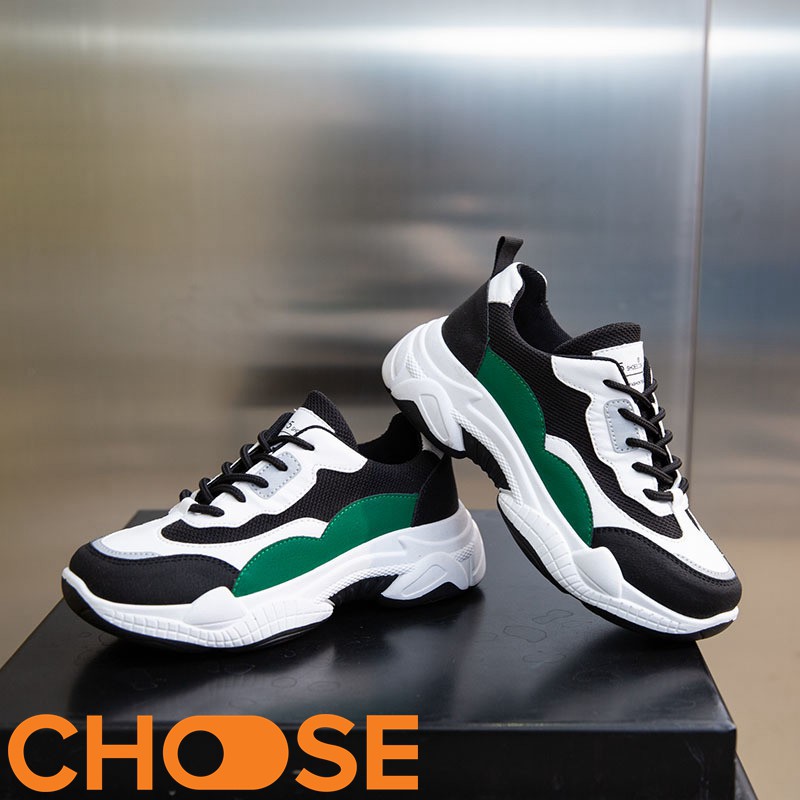 Giày Sneaker Nữ Choose Thể Thao Đế Độn 5cm Họa Tiết Phản Quang Phối Màu Đen Xanh Rêu Đẹp Mắt G29K9 | BigBuy360 - bigbuy360.vn