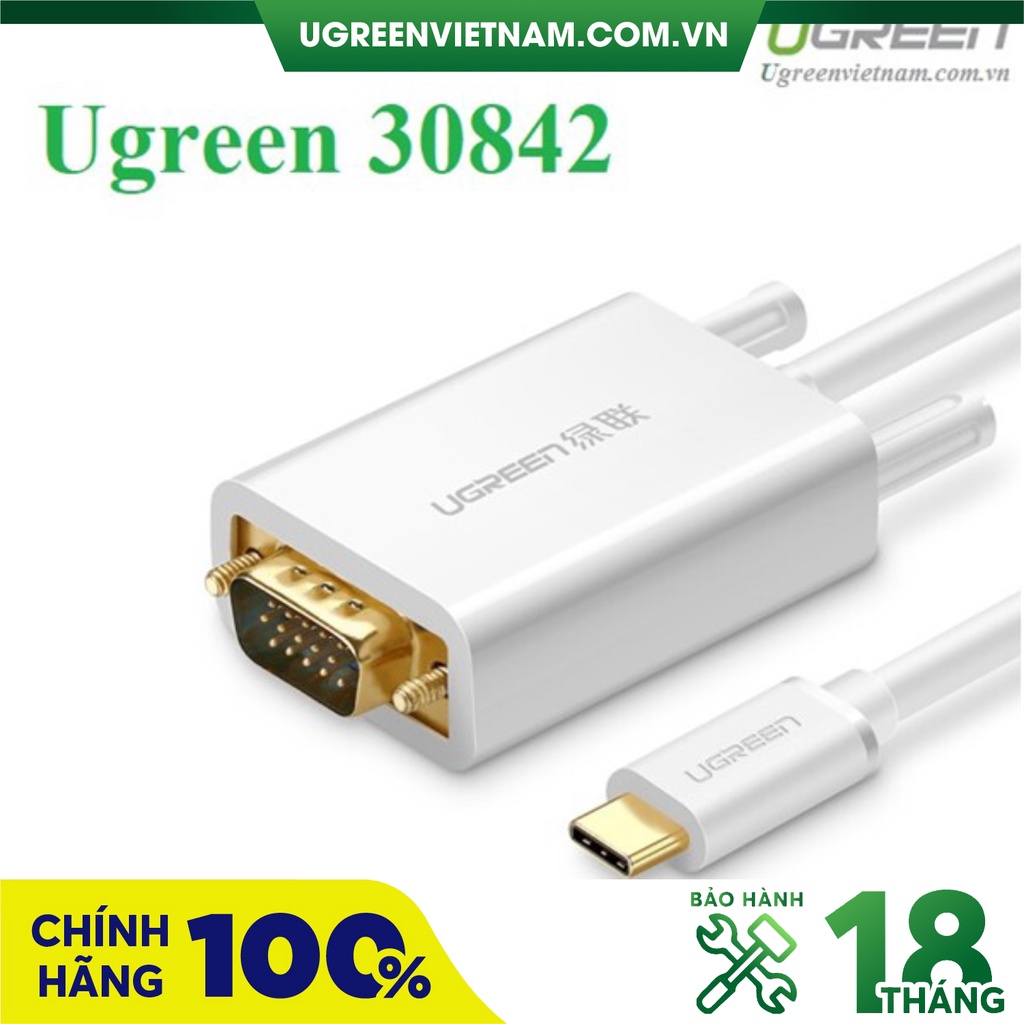 Cáp chuyển đổi USB Type-C to VGA dài 1,5m chính hãng Ugreen 30842 cao cấp