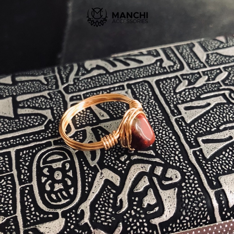Nhẫn đá Jasper đỏ handmade