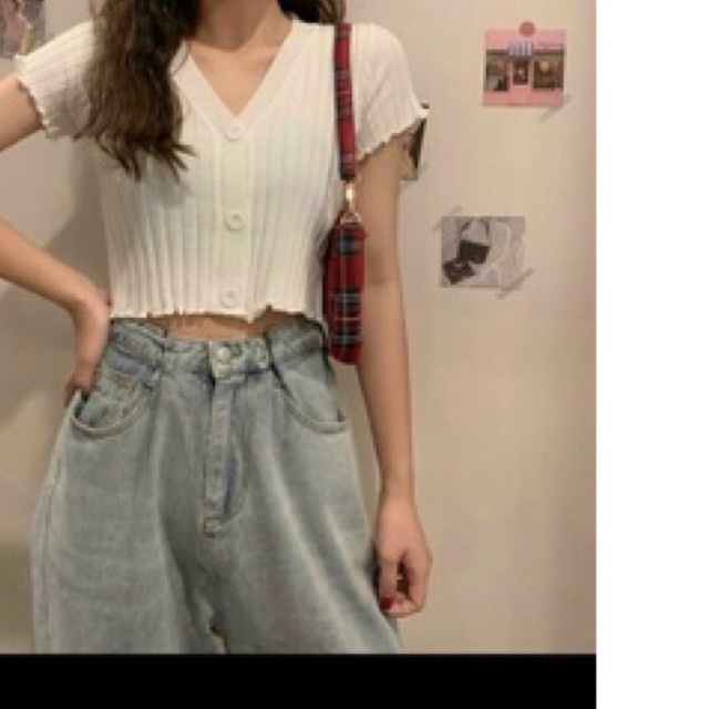 Áo Croptop thun gân lên tay ngắn , Crottop nút gài phông nữ 38-55kg